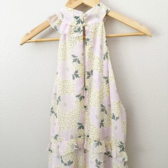 TED BAKER | Suttonn Yellow Lavender Floral Ruffle Sleeveless Dress | 4, US 10 - Picture 6 of 12